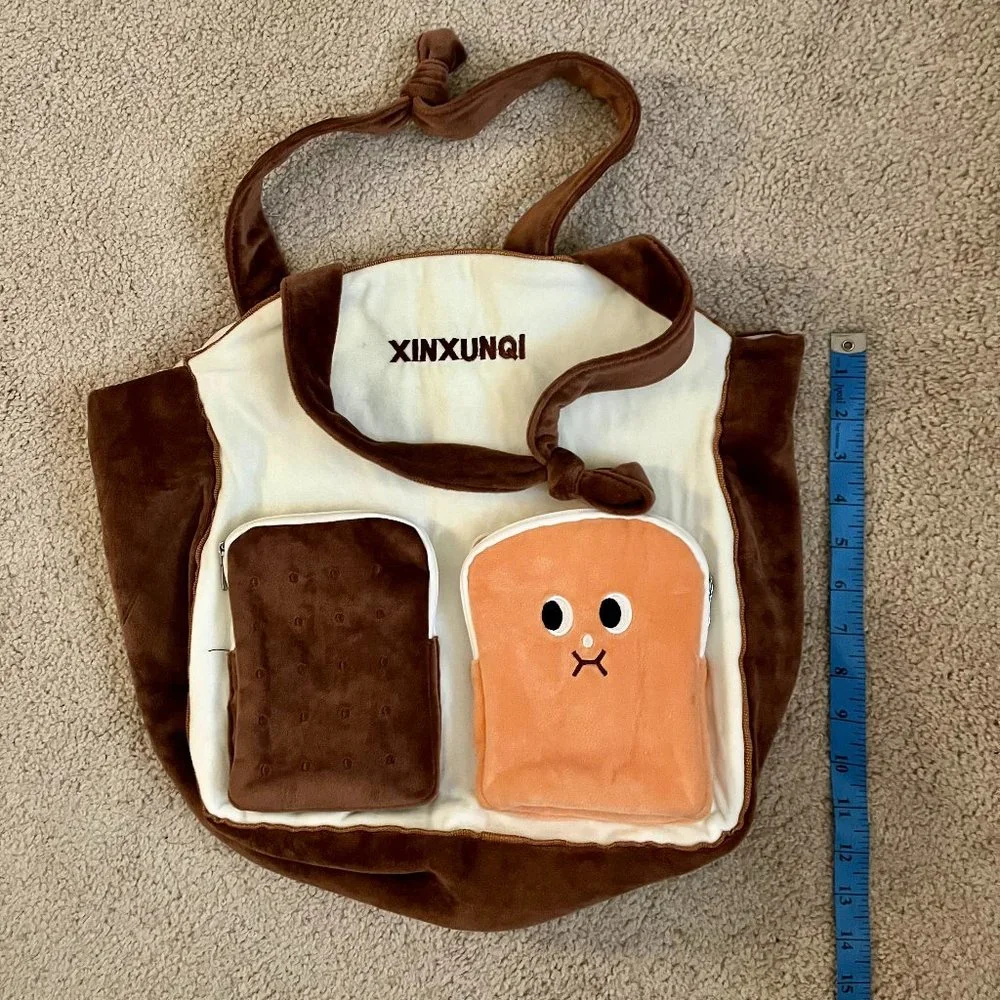 Plush Ice Cream Sandwich & Toast Tote Bag | NWOT | Cute & Kawaii Eccentric Tote - Picture 3 of 14